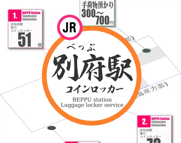 別府駅のコインロッカーを分かりやすく解説した構内図