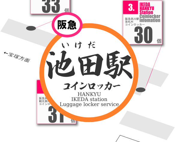 阪急池田駅のコインロッカーを分かりやすく解説した構内図