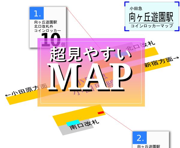 向ヶ丘遊園駅のコインロッカーを分かりやすく解説した構内図