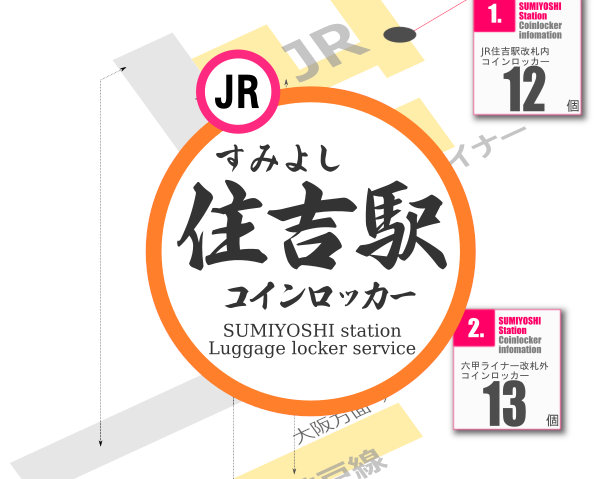 JR住吉駅のコインロッカーを分かりやすく解説した構内図