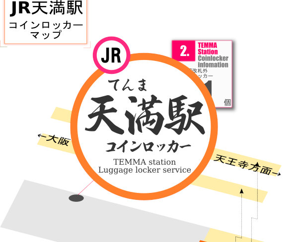 天満駅のコインロッカーを分かりやすく解説した構内図