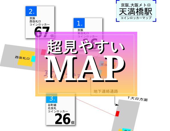 天満橋駅のコインロッカーを分かりやすく解説した構内図