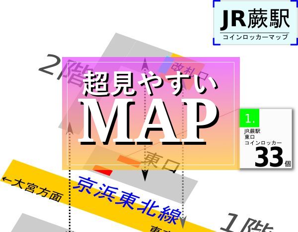 蕨駅のコインロッカーを分かりやすく解説した構内図
